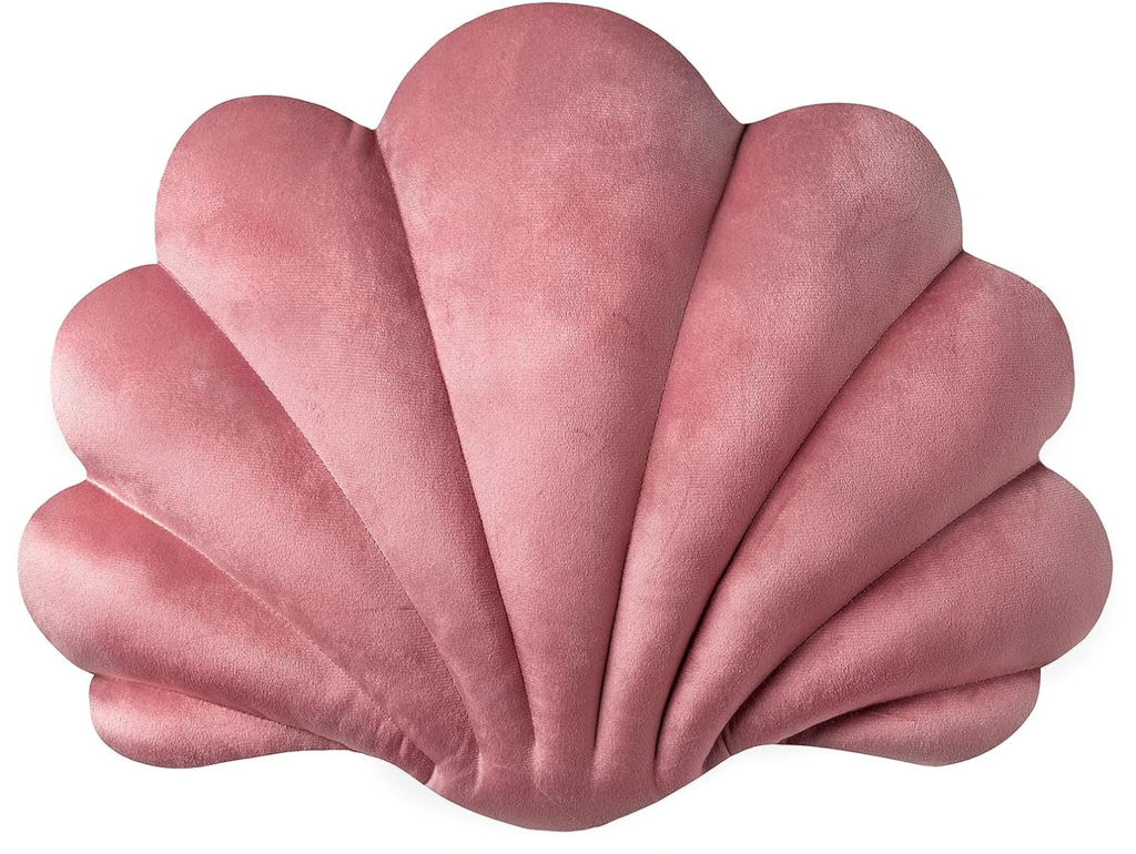 pink shell shaped throw pillow